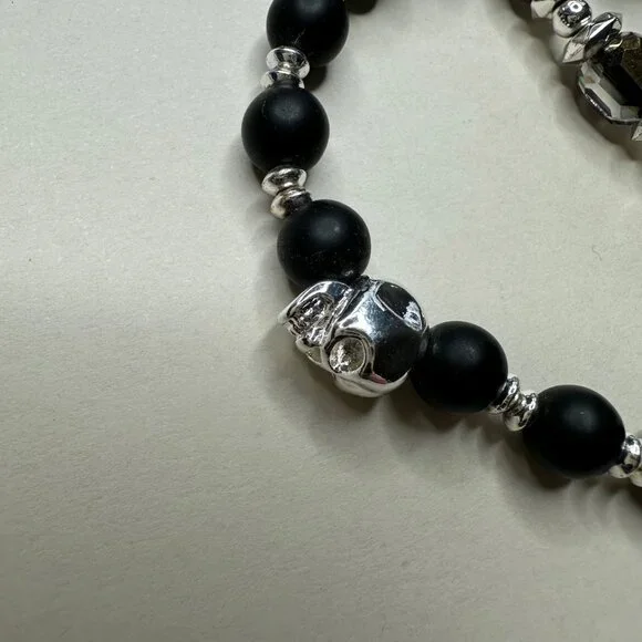 Bomb Party Halloween Skull Boo Stack Stretch Bracelets Set of 2 Goth Girl - Picture 5 of 6